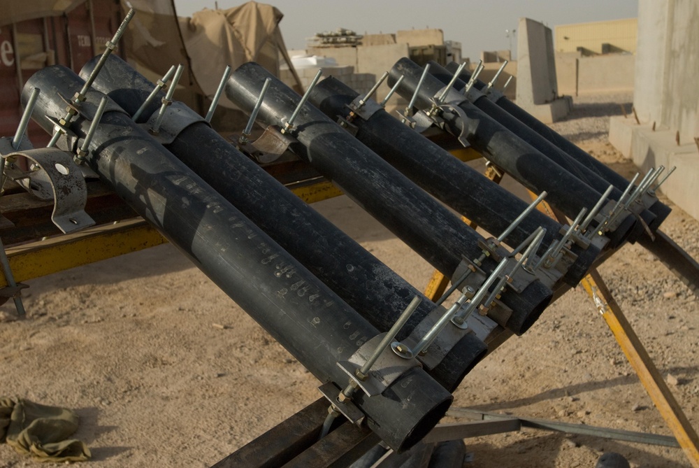 Explosive Ordnance Disposal finds rocket rail system following indirect fire attack