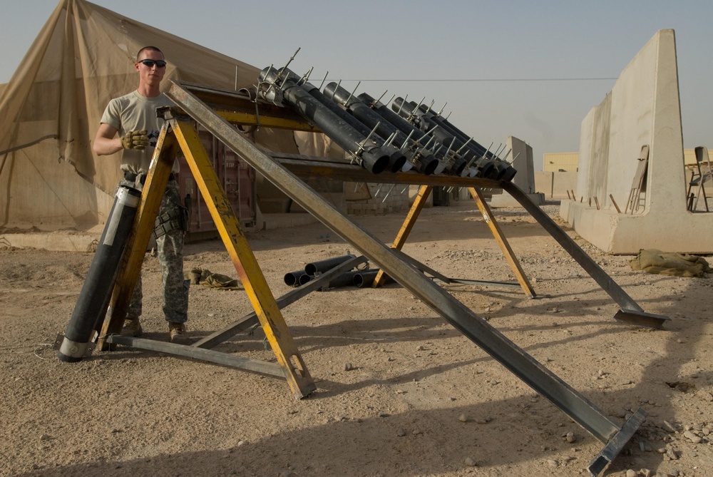 Explosive Ordnance Disposal finds rocket rail system following indirect fire attack