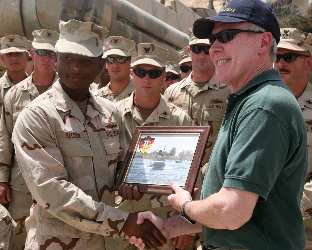 Secretary of the Navy Visits Taqaddum-based Service Members