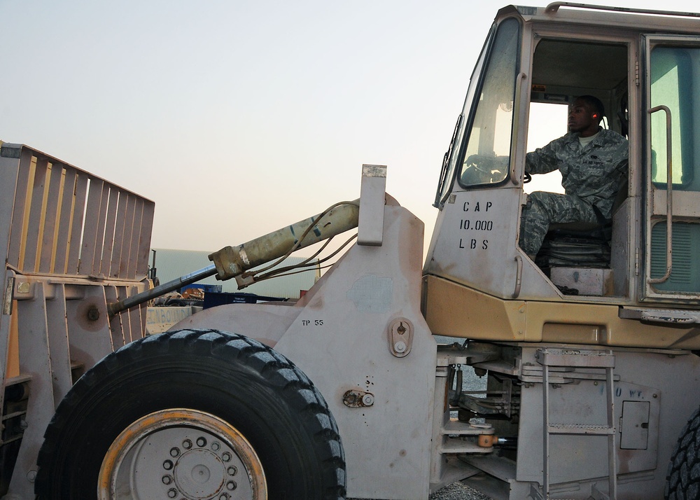Moving Cargo at the 386th Logisitics Readiness Squadron