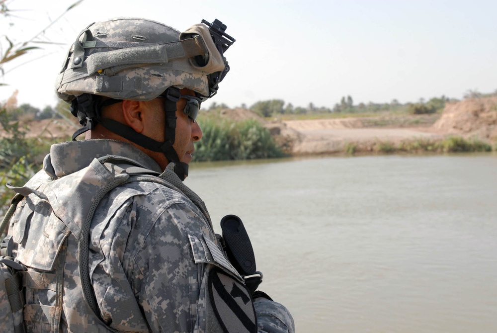 Ironhorse Command Sgt. Maj. recons bridge