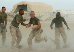 Marines Exercise Alternative PT on 'any Given Sunday'