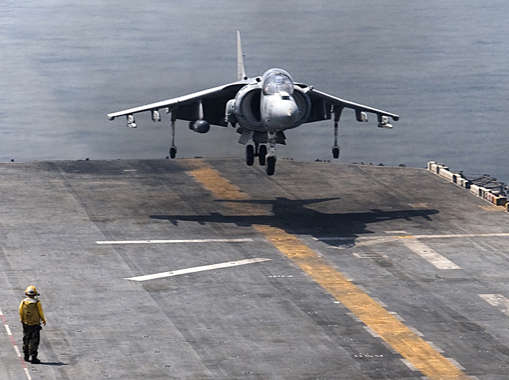 Harrier lands on the Bataan