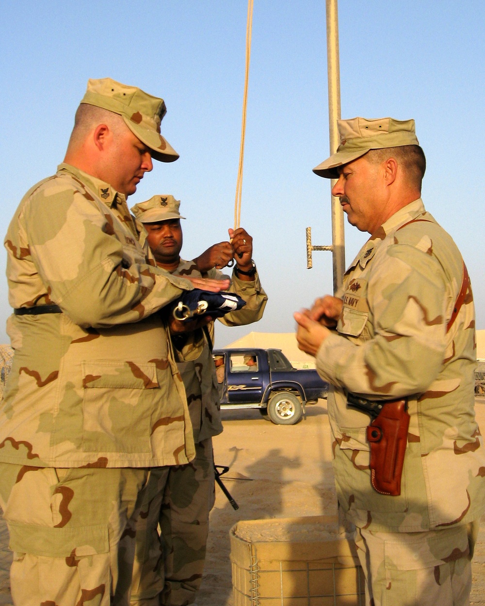 NMCB-74 Raises Their Flag at Camp Natasha