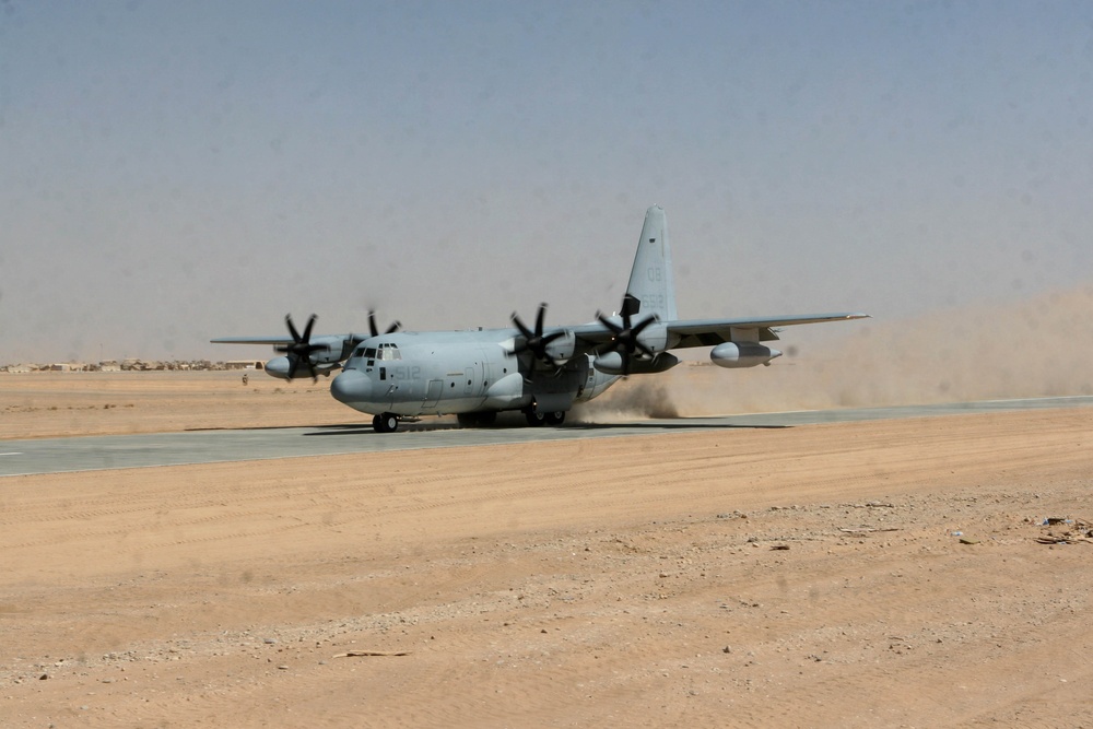 KC-130 Makes First Landing at Camp Dwyer