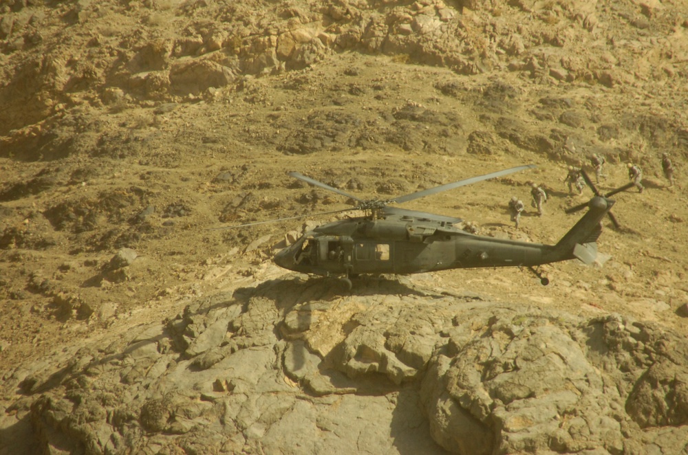 Infantry Soldiers conduct air assault in Kandahar province,