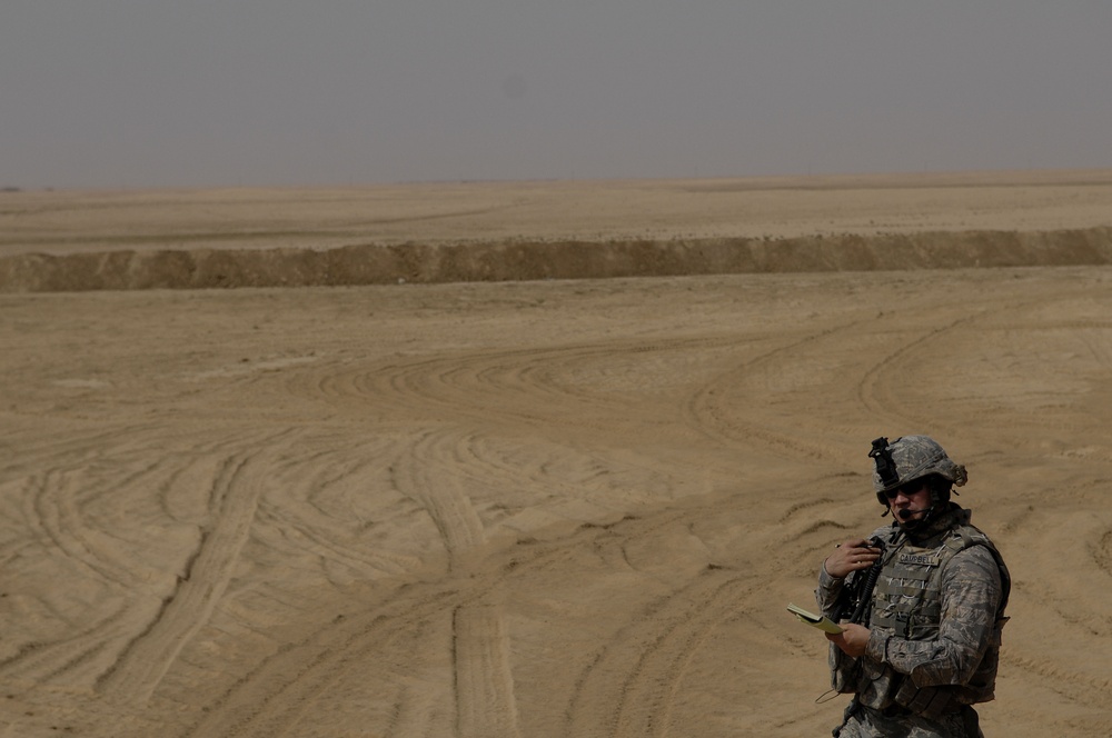 Airmen control aircraft during ground patrol