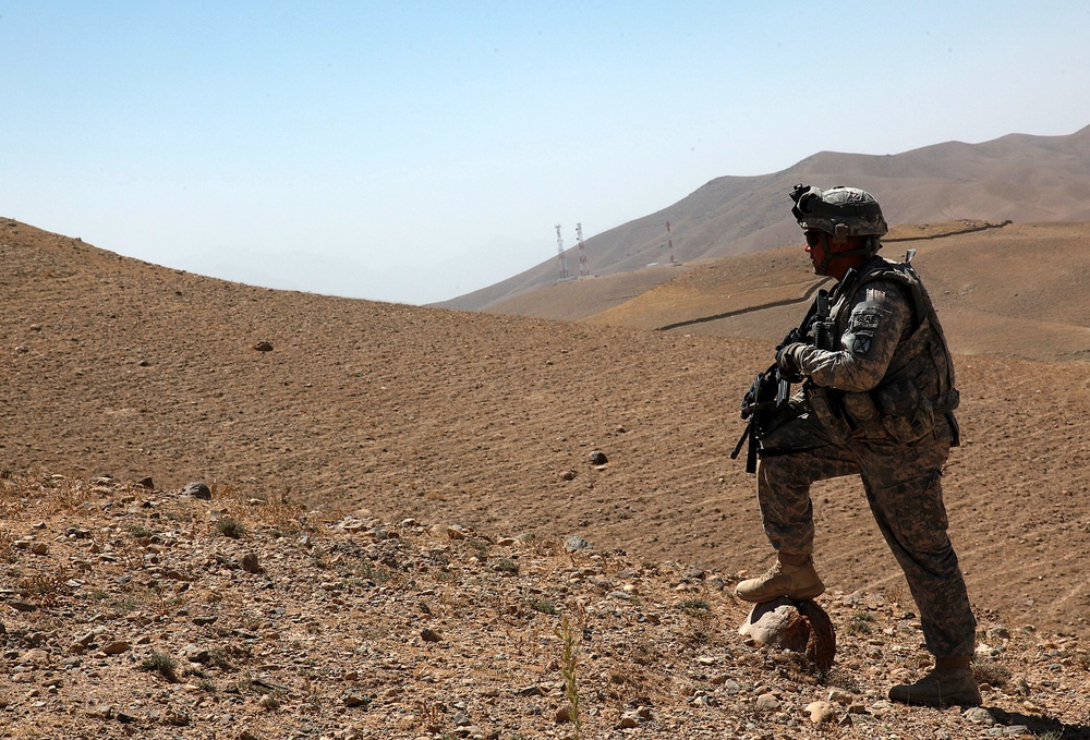 Dismounted patrol and construction in Logar province