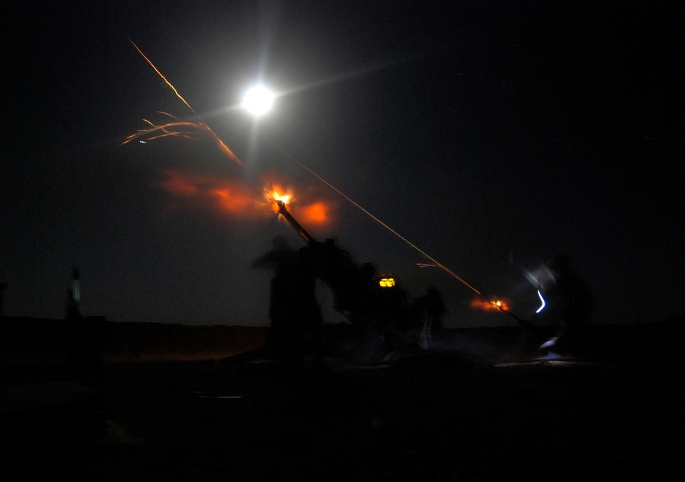 Canadian Artillery Fire 155mm Rounds in Support of the 1st Battalion, 12th Infantry Regiment