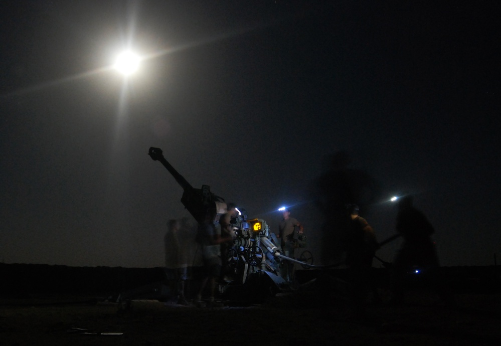 Canadian Artillery Fire 155mm Rounds in Support of the 1st Battalion, 12th Infantry Regiment
