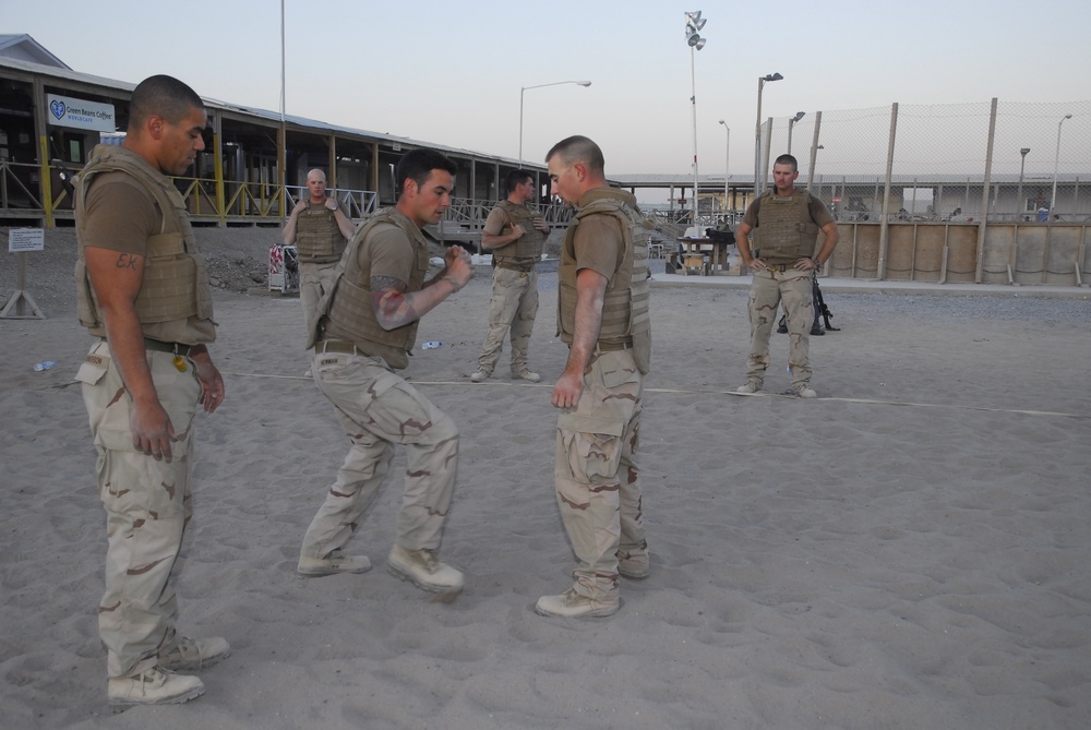 Seabees practice hand to hand combat