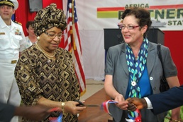 Liberian President Accepts Project Handclasp Donation from HVS Swift