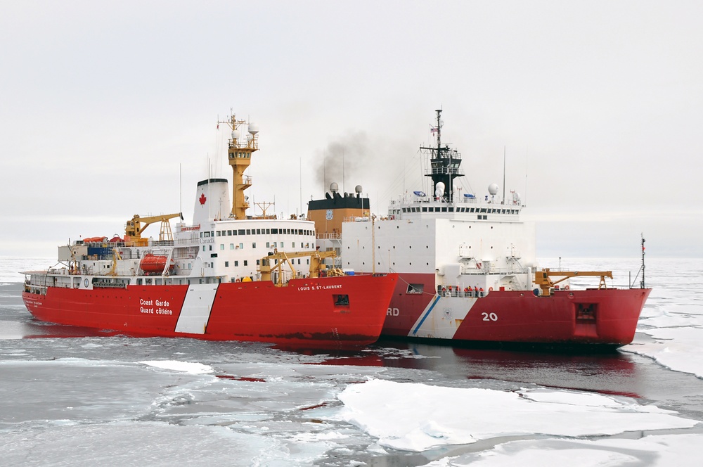 Canadian Coast Guard Ship Louis S. St-Laurent and Coast Guard Cutter Healy in the Arctic Ocean
