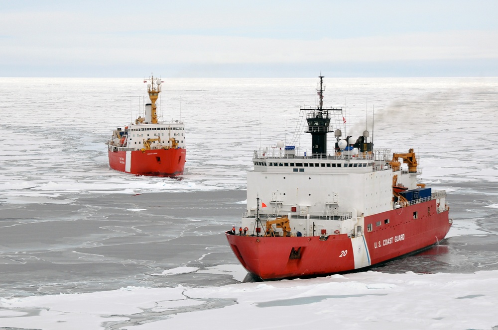 Canadian Ship Louis S. St-Laurent and Coast Guard Cutter Healy in the Arctic Ocean