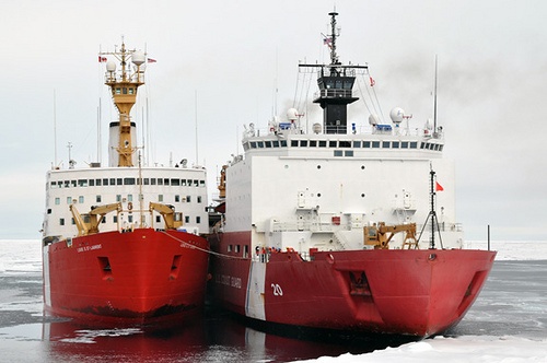 Canadian Ship Louis S. St-Laurent and Coast Guard Cutter Healy in the Arctic Ocean