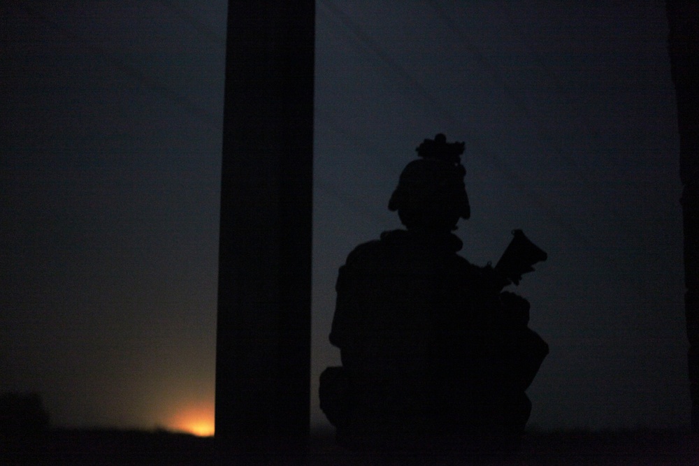 Cavalry soldiers conduct night patrol