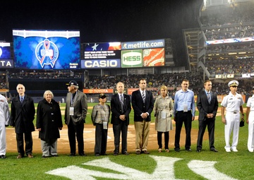 pre-game ceremony at Yankee Stadium