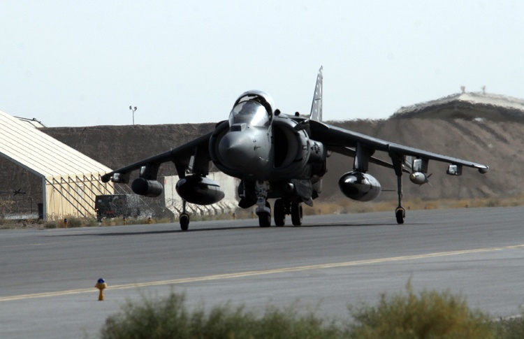 Harriers intimidate insurgents, assist infantry