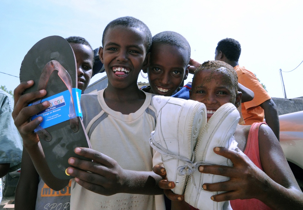 Camp Lemonier Servicemembers Deliver Footwear in Djibouti