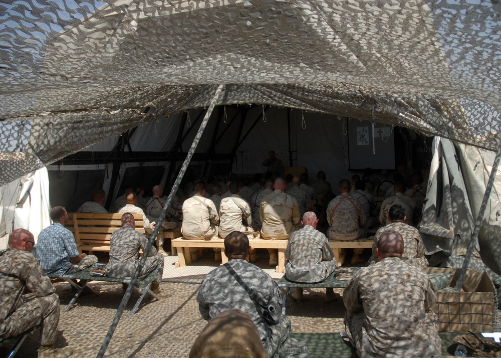 Seabees, Marines Worship at Camp Leatherneck