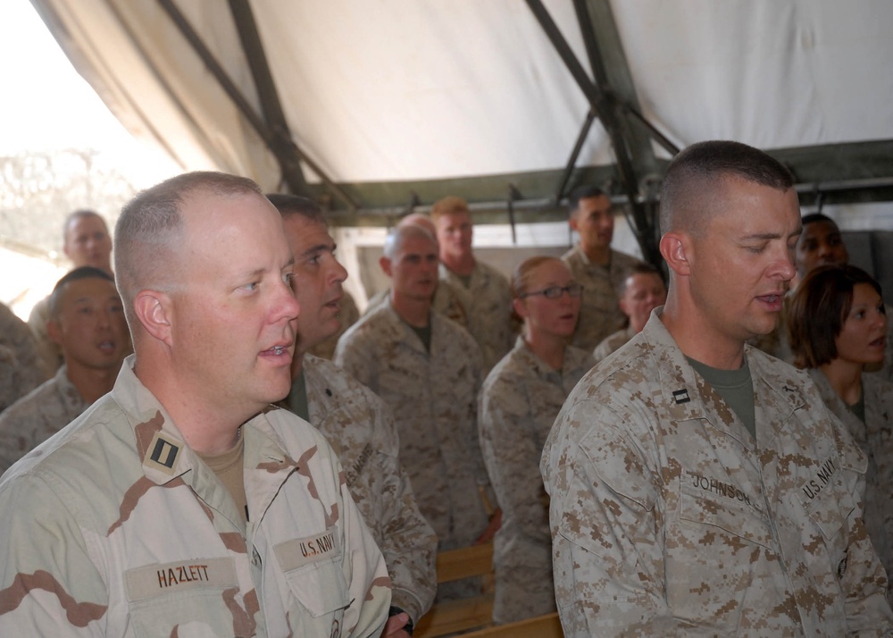 Seabees, Marines Worship at Camp Leatherneck