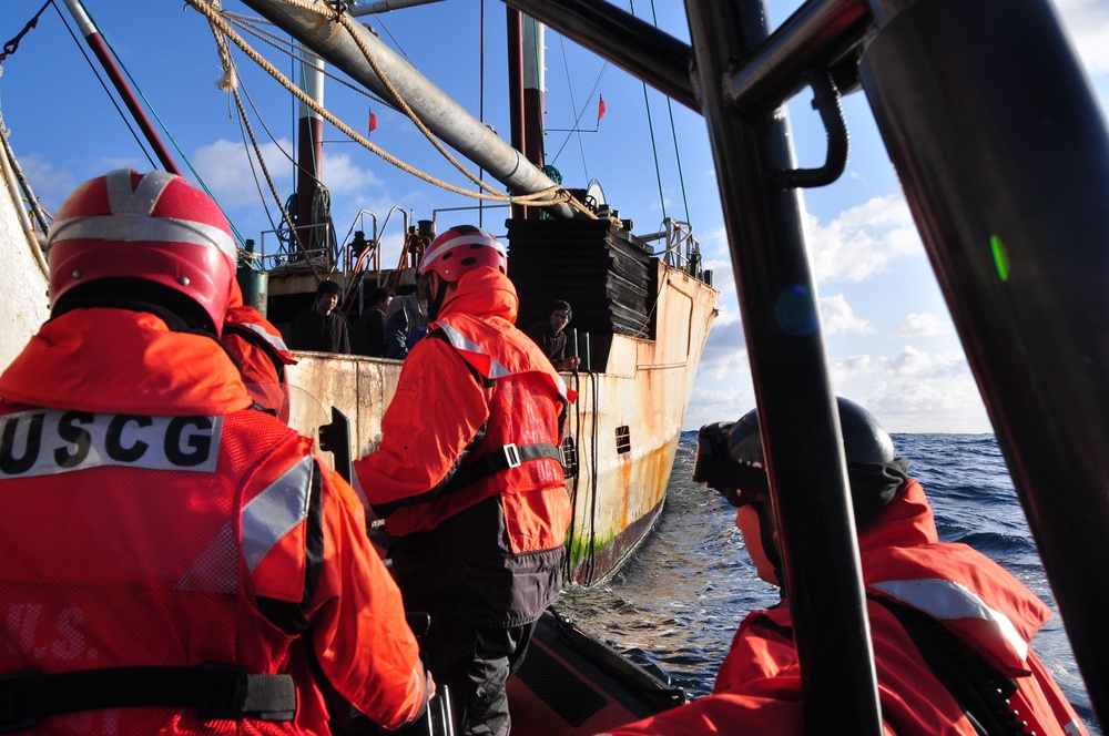 Coast Guard Cutter Rush Boards a Chinese Riding Ship