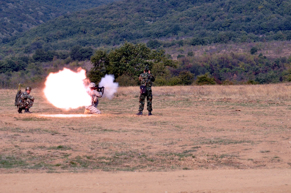 U.S. Soldiers fire rocket-propelled grenade launchers for training