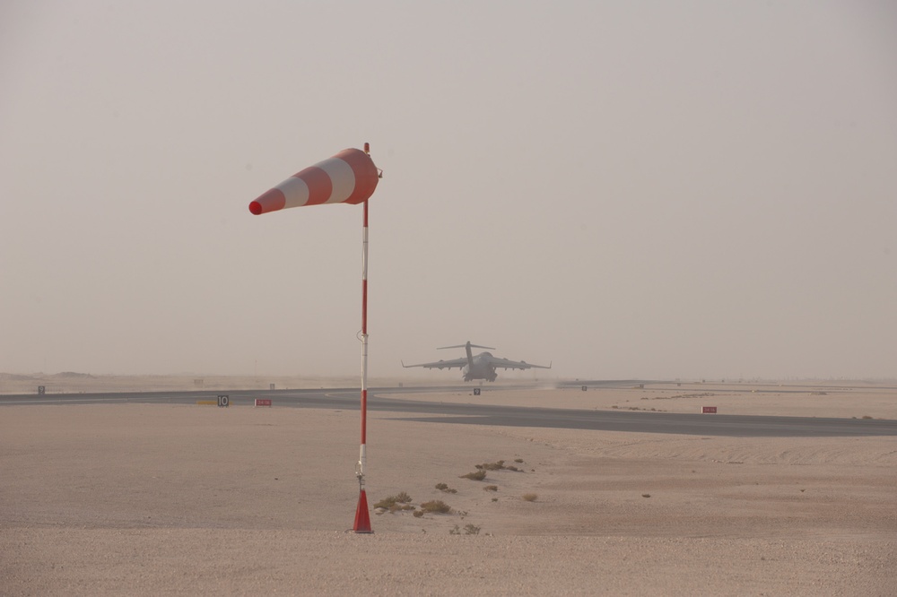 Windy, Dusty Take-off
