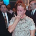 Tears Fall During Memorial Service Held for Fallen Marine