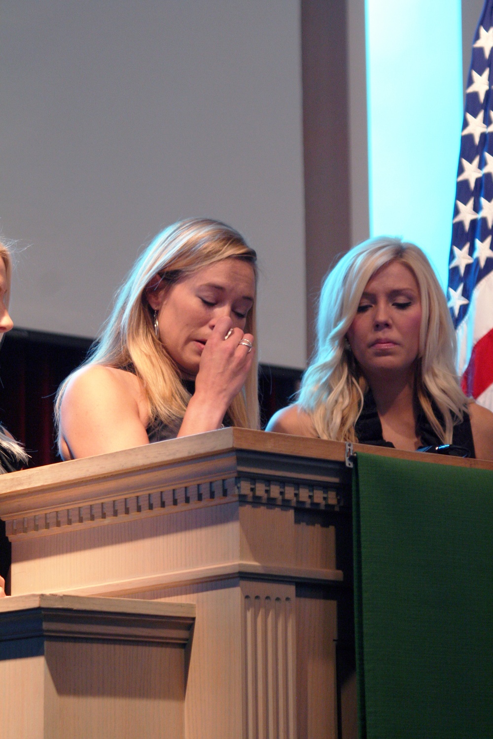 Tears Fall During Memorial Service Held for Fallen Marine