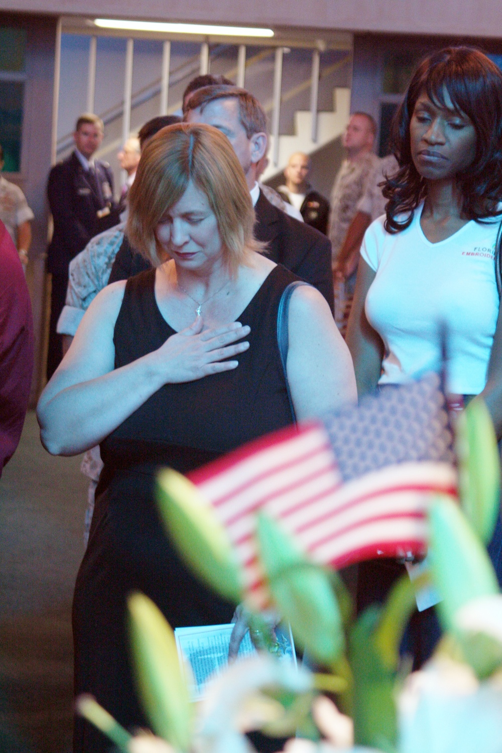 Tears Fall During Memorial Service Held for Fallen Marine