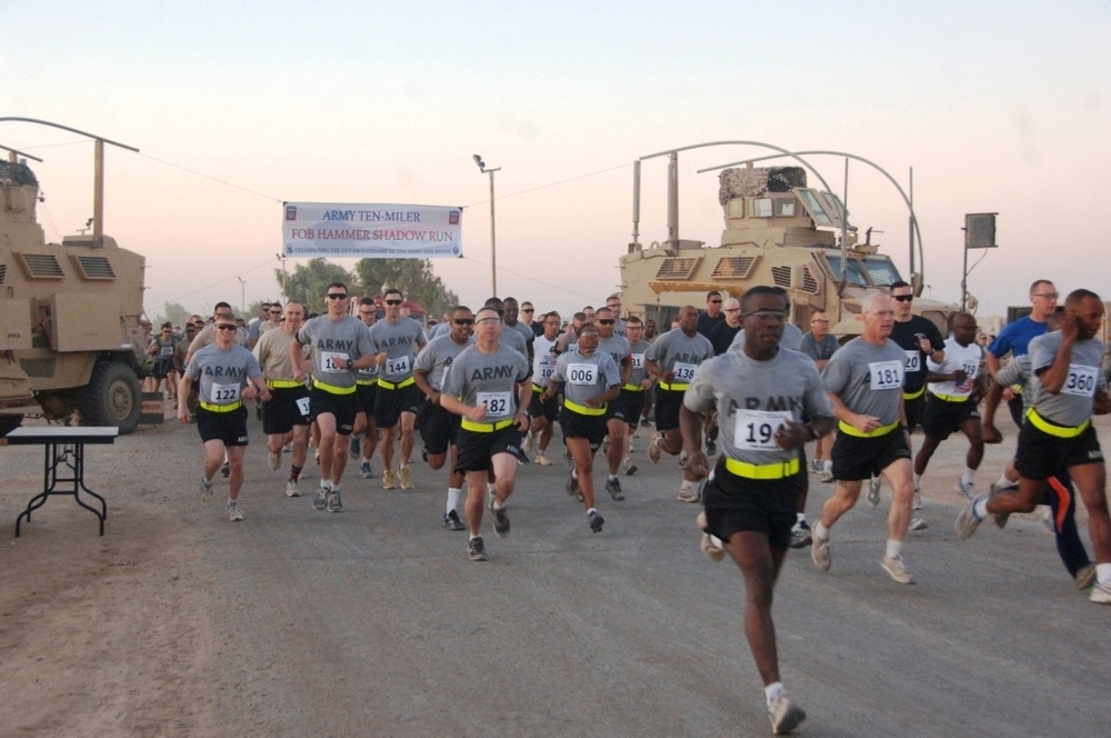 Army 10-miler satellite run on Forward Operating Base Hammer