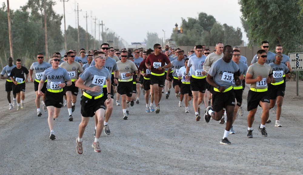 Army 10-miler satellite run on Forward Operating Base Hammer