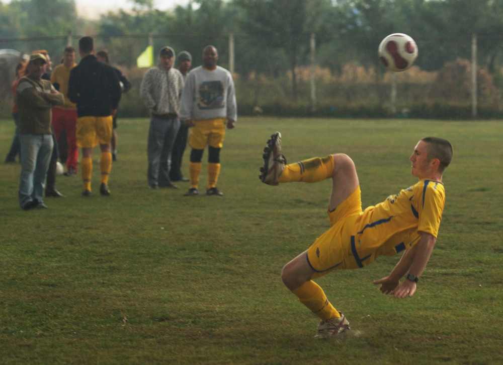 JTF-East soccer team plays nine matches against local teams in Romania