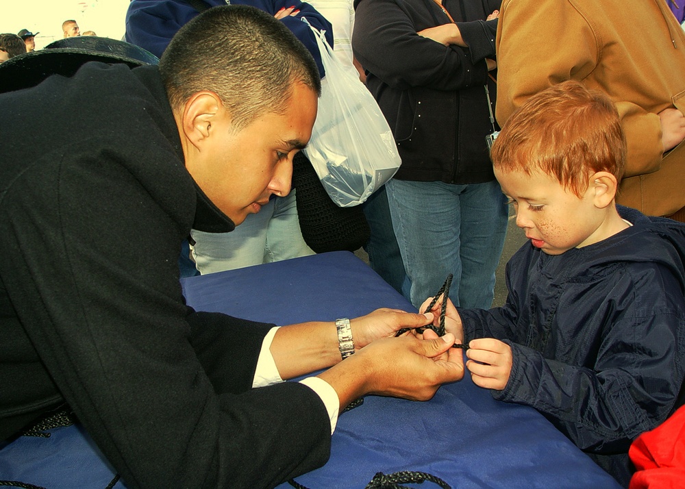 Sailors interact with local community