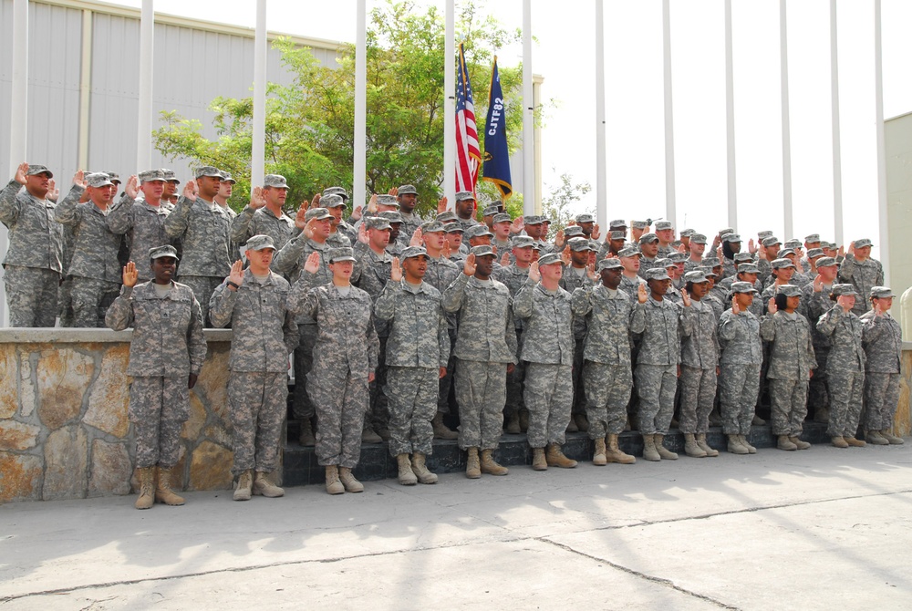 Combined Joint Task Force- 82 Commander Hosts Mass Reenlistment