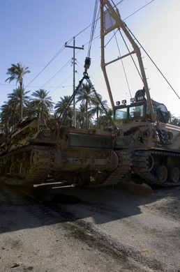 Combined Effort Works to Remove Tank Hulls From Iraqi Town