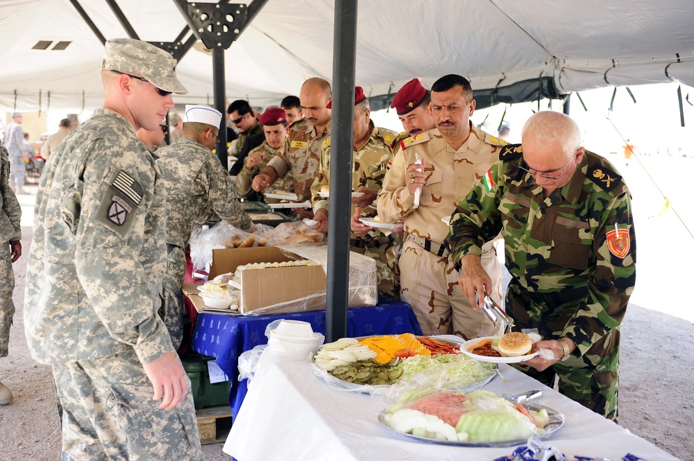 U.S., Iraqi soldiers attend soccer game