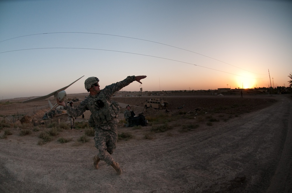 Launching the Raven Unmanned Aerial Vehicle