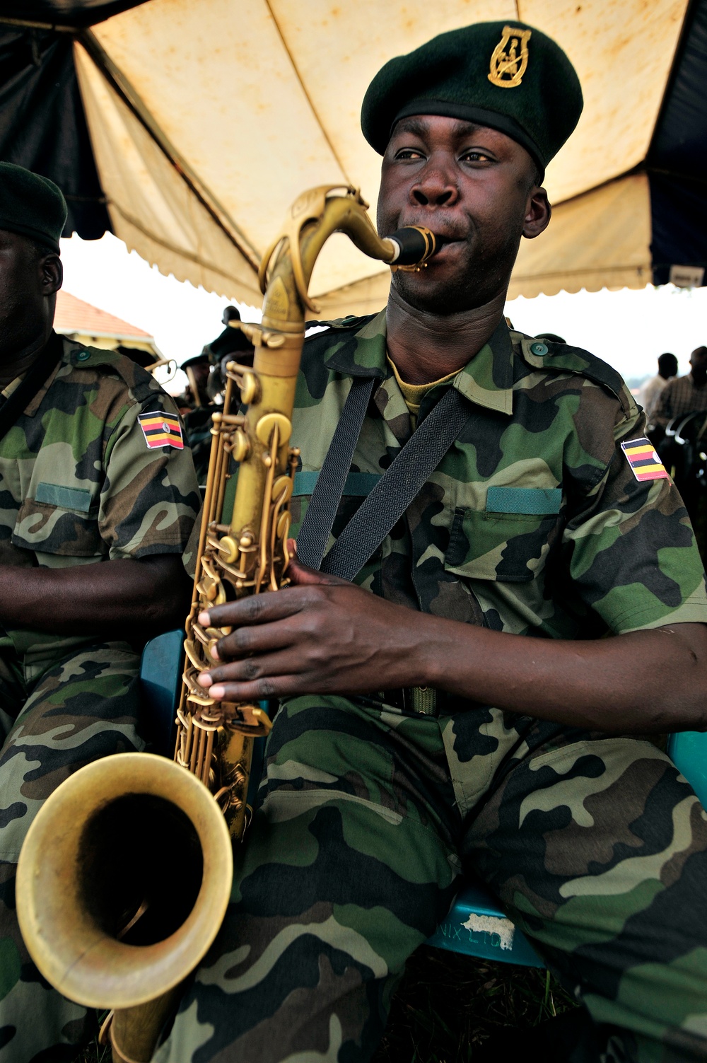 A Uganda Peoples Defense Force Plays a Saxophone Demonstration During a Graduation Ceremony at the UPDF Non-Commissioned Officers Academy in Jinja.