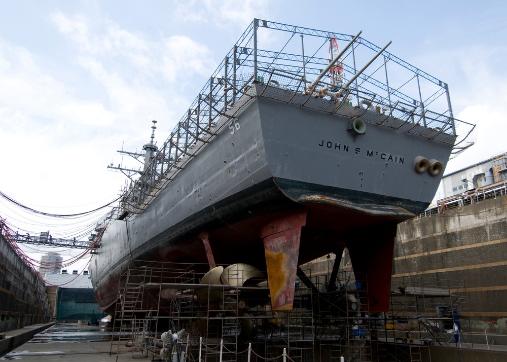 USS McCain drydocks in Japan