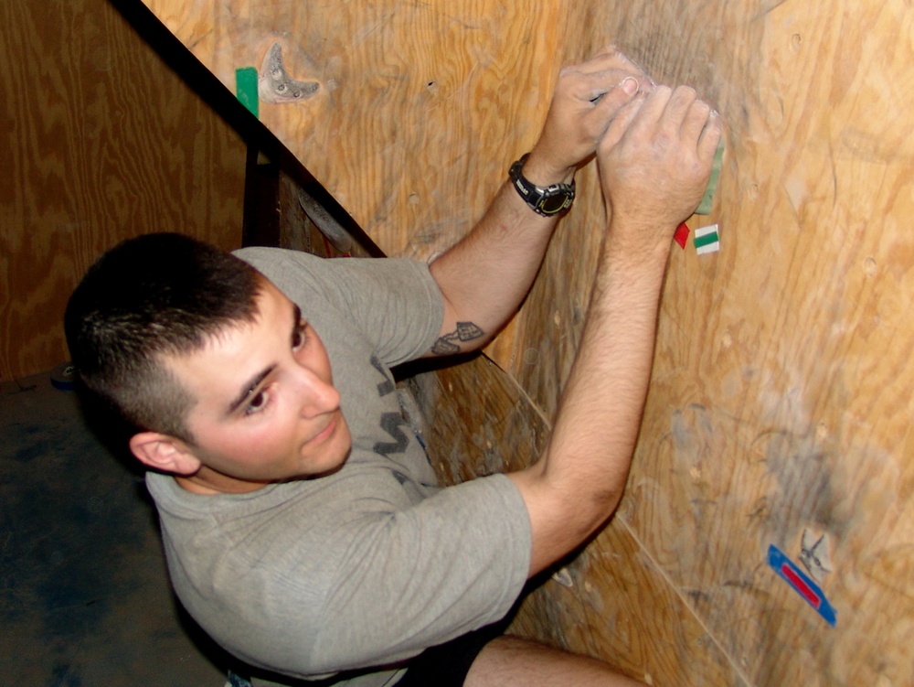 Climbing the walls at COP Meade