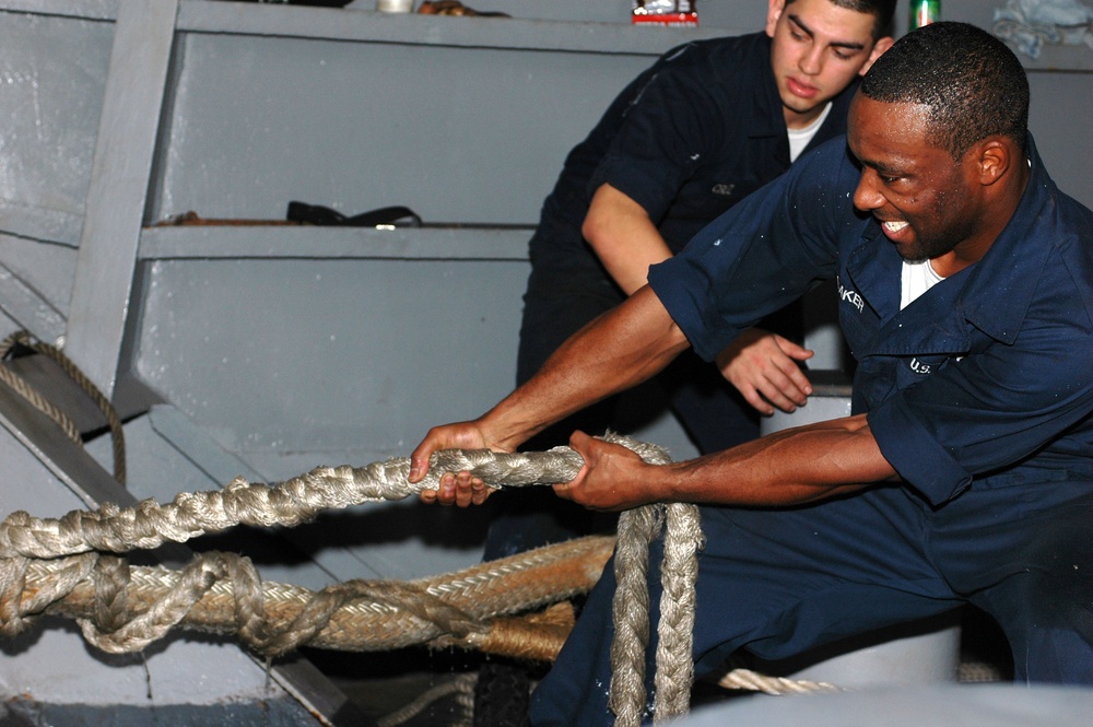 USS Nimitz docks in Bahrain