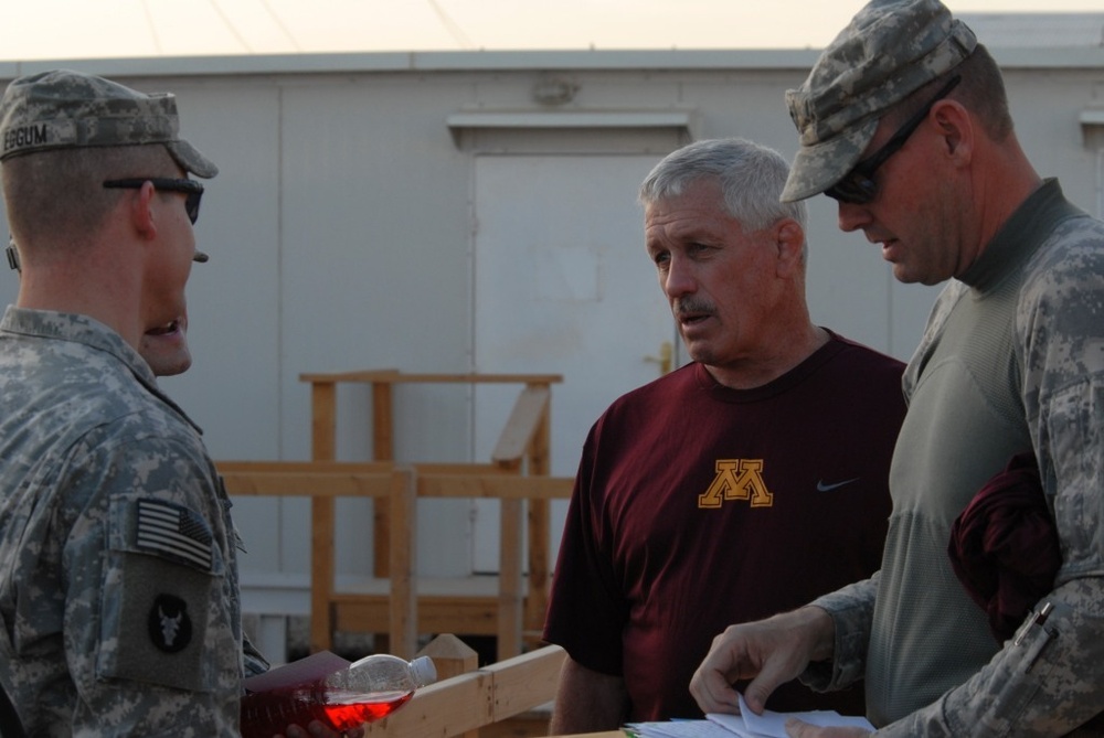 Hall of Fame U of M coach trains, thanks troops in Contingency Operating Base Basra