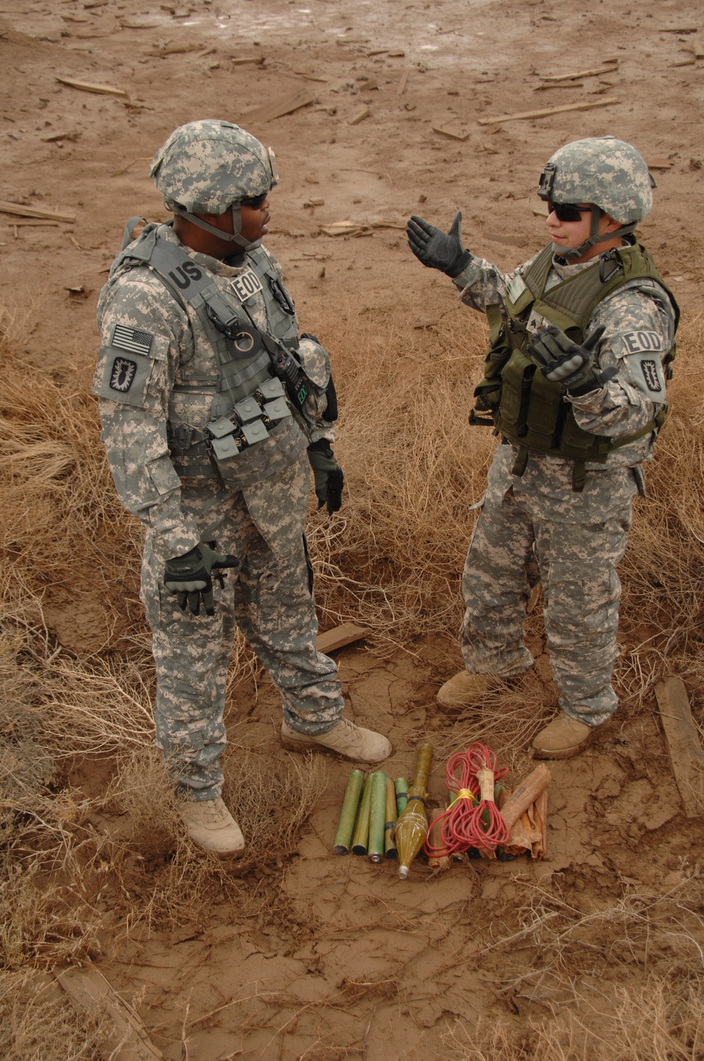 EOD soldiers prepare to blow weapons cache