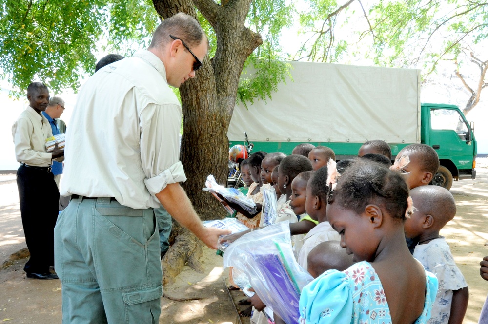Sailors Give Out Supplies