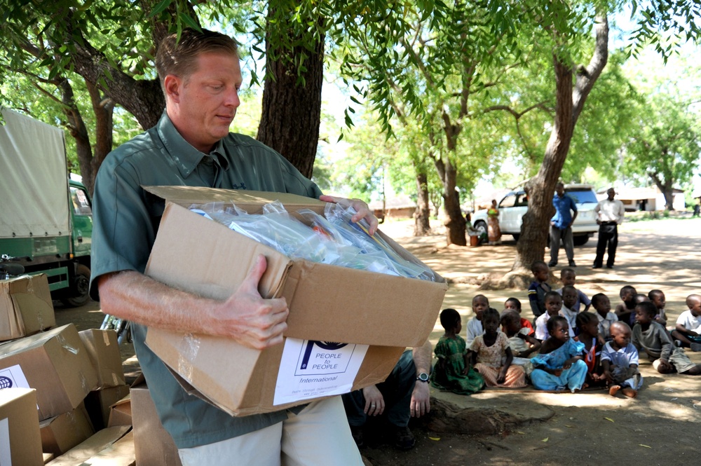 Sailors Give Out Supplies