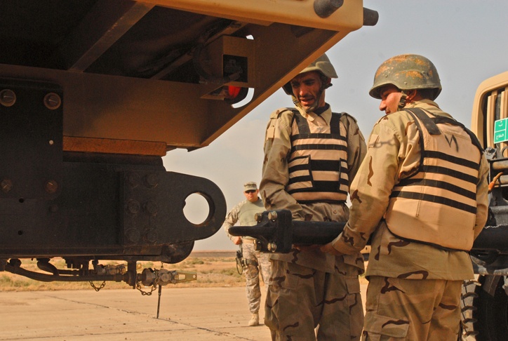 Iraqi transportation unit test skills during Truck Rodeo