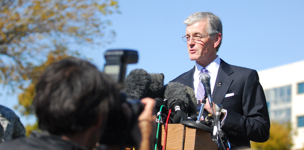 Secretary of Army press conference over Fort Hood shootings