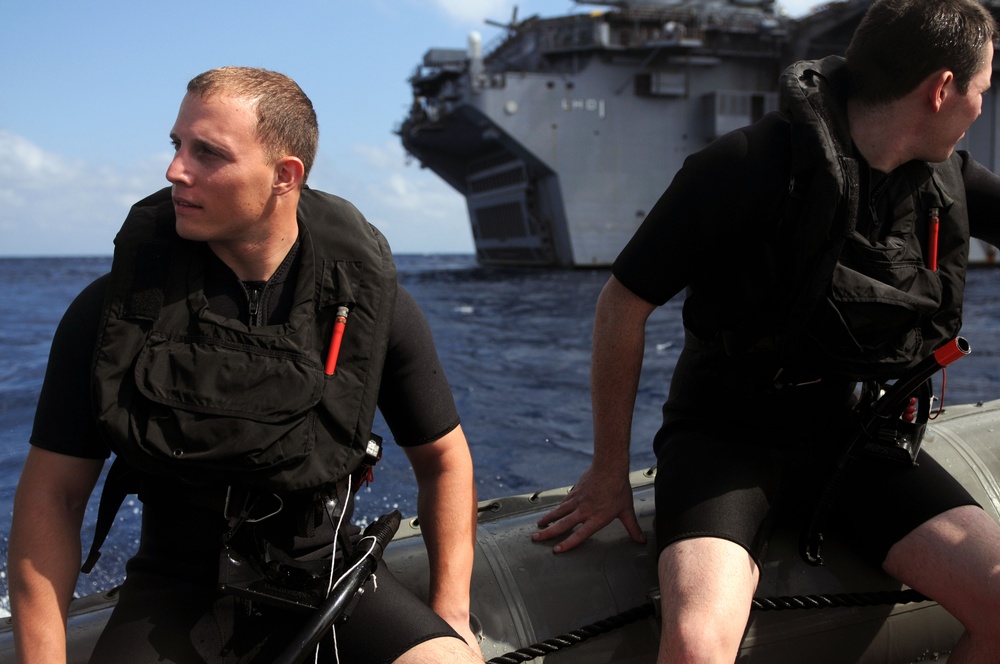 Search and Rescue swimmers aboard USS Wasp